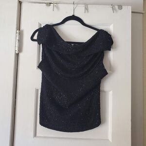 Chic Black Beaded Women's Blouse